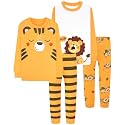 DAUGHTER QUEEN Boys Pajamas 4 Pieces Long Set 100% Cotton Sleepwear Size 18 Months-12 Years