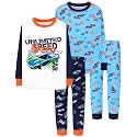 DAUGHTER QUEEN Boys Pajamas 4 Pieces Long Set 100% Cotton Sleepwear Size 18 Months-12 Years
