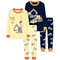 DAUGHTER QUEEN Boys Pajamas 4 Pieces Long Set 100% Cotton Sleepwear Size 18 Months-12 Years