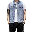 Mens Denim Vest Jacket Sleeveless Trucker Jean Jacket