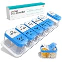 Daviky Large Pill Organizer 2 Times a Day - XL Pill Box 7 Day, Big Vitamin Holder with 7 Detachable AM/PM Compartments, Big Supplement Container for Weekly or Daily Use (Blue)