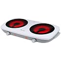 Davivy Double Burner Hot Plate Electric, 1800W Portable Electric Cooktop Burner with 7.9 Inch Crystallite Ceramic Glass, Dual Hot Plate for Cooking, 2 Burner Hot Plate for Camping Dorm RV, Lightweight