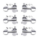 DawnRays Guitar Tuning Pegs Chrome Analog Tuner Guitar Keys 3R+3L For Acoustic Guitar Manual Analog Tuner