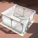Dawnwake Small Playpen 120 x 120 cm for Toddlers &amp; Kids up to 3 Years with 2 Anti-Fall Grasp Rings, Baby Fence with Safety Lock &amp; Suction Cup (No Mat/No Ball, Non-Foldable) -Grey