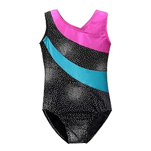 DAXIANG Gymnastics Leotard Rainbow Stripes Ballet Tutu