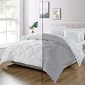 Day Care King Size Bed Comforter for Winter - Microfiber 500 GSM Diamond Stitch Reversible (92" x 106" Inches/233cm x 269cm) - Silver/White
