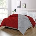 Day Care - King Size Bed Comforter for Winter Microfiber 500 GSM Diamond Stitch Reversible Comforter (92" x 106" Inches/233cm x 269cm) - Comforter for King Size Bed|Silver/Burgundy