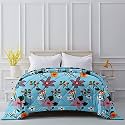 Day Care Printed Comforter Single Bed | 200 GSM Microfiber | Comforter Single Bed Blanket for All Season - AC Comforter/Rajai/Dohor/Quilt/Duvet - Light Blue Printed