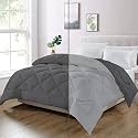 Day Care - Queen Size Bed Comforter for Winter Microfiber 500 GSM Diamond Stitch Reversible Comforter (90" x 90" Inches/228cm x 228cm) - Comforter for Queen Size Bed|Silver/Dark Grey