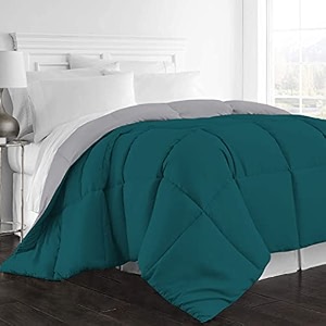 day care -quilted bedding comforter for winter 300gsm reversible comforter 9034 x 10034 inches228cm x 254cm - double bed comfortersilverteal