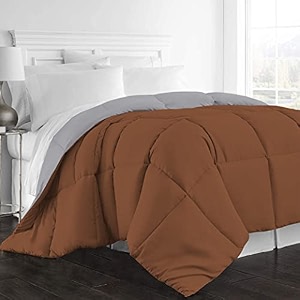 day care -quilted bedding comforter for winter 300gsm reversible comforter 9034 x 10034 inches228cm x 254cm - double bed comfortersilverchocolate brown