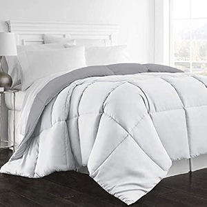 day care -quilted bedding comforter for winter 300gsm reversible comforter 9034 x 10034 inches228cm x 254cm - double bed comfortersilverwhite