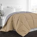 Day Care -Quilted Bedding Comforter for Winter 300|GSM Reversible Comforter (60" x 90" Inches/152cm x 228cm) - Single Bed Comforter|Silver/Beige