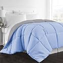 Day Care -Quilted Bedding Comforter for Winter 300|GSM Reversible Comforter (60" x 90" Inches/152cm x 228cm) - Single Bed Comforter|Silver/Sky Blue