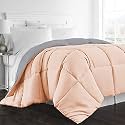 Day Care -Quilted Bedding Comforter for Winter 300|GSM Reversible Comforter (60" x 90" Inches/152cm x 228cm) - Single Bed Comforter|Silver/Peach