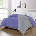 Day Care - Single Bed Comforter for Winter Microfiber 500 GSM Diamond Stitch Reversible Comforter (60" x 90" Inches/152cm x 228cm) - Comforter for Single Bed|Silver/Medium Blue