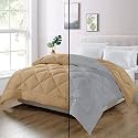 Day Care - Single Bed Comforter for Winter Microfiber 500 GSM Diamond Stitch Reversible Comforter (60" x 90" Inches/152cm x 228cm) - Comforter for Single Bed|Silver/Beige
