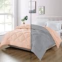 Day Care - Single Bed Comforter for Winter Microfiber 500 GSM Diamond Stitch Reversible Comforter (60" x 90" Inches/152cm x 228cm) - Comforter for Single Bed|Silver/Peach