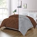 Day Care - Single Bed Comforter for Winter Microfiber 500 GSM Diamond Stitch Reversible Comforter (60" x 90" Inches/152cm x 228cm) - Comforter for Single Bed|Silver/Chocolate Brown