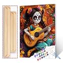 Day of The Dead Girl Paint by Numbers Kit for Adults Beginner & Kids Ages 8-12 Girl Playing Guitar Paint by Number Kit on Canvas Acrylic Paintwork Home Decorations and Gifts 16"x20" (DIY Frame)