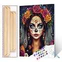 Day of The Dead Woman Paint by Numbers Kit for Adults &amp; Kids Ages 8-12,Sugar Skull Paint by Number on Canvas Easy to Paint for Beginner,Oil Painting for Gift Home Wall Decor 16"x20"(DIY Frame)