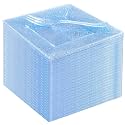 DaYammi 100Pcs Blue Glitter Dessert Plates Including 50Pcs Appetizer Plates 6" and 50Pcs Plastic Forks 5.7",Blue Plastic Square Plate for Party,plastic Salad Plate and Cake Forks for Wedding Birthday
