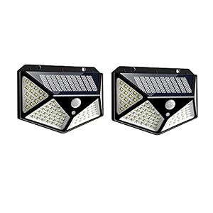 daybetter 100 led bright outdoor security lights with motion sensor solar powered wireless waterproof night spotlight for outdoorgarden wall solar lights for home pack of 2 tar-i1