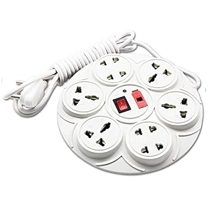 daybetter 81 round strip extension cord 6 a 8 universal multi plug point extensio board with led cord 2 meter 230v cream tar-e1-01