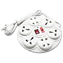 DAYBETTER® 8+1 Round Strip Extension Cord; 6 A 8 Universal Multi Plug Point Extensio Board with LED (Cord 2 Meter, 230V, Cream TAR-E1-01