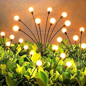 daybetter 8 led balls solar lights  starburst swaying solar garden light warm garden light  outdoor decoration  waterproof lights for pots balcony warm white pack of 2 tar-b3