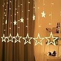 DAYBETTER® Star Curtain Lights 12 Stars,138 String Led Light 2.5 Meter for Christmas Decoration-Strip HomeLed Light for Party Birthday Valentine Room Decor-Christmas (Warm White) Tar-R1