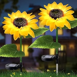 daybetter sunflower solar lights waterproof garden lights 20 led starburst swaying lights solar outdoor garden decor for balconygardenlawn pack of 2 tar-g2