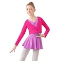 Daydance Girl's Dance Crop Tops Ballet Wrap Shrug Sweater Long Sleeve