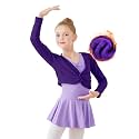 Daydance Girl's Dance Crop Tops Ballet Wrap Shrug Sweater Long Sleeve