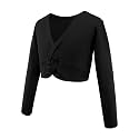 Daydance Girl's Dance Crop Tops Ballet Wrap Shrug Sweater Long Sleeve