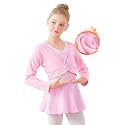 Daydance Girl's Dance Crop Tops Ballet Wrap Shrug Sweater Long Sleeve
