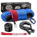 DAYDOOR Synthetic Winch Rope, 1/4in x 50ft 10,000Lbs, Blue