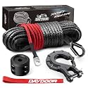 DAYDOOR Synthetic Winch Rope, 1/4in x 50ft 10,000Lbs, Gray
