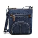 Dayfine Small Crossbody Denim Satchel Handbag for Women - Shoulder Bag, Casual Daypack, Zip Wallet