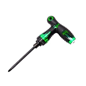 2 in 1 t-ratchet screwdriver  interchangeable phillips and slotted magnetic hand tool with t shape  multifunctional non-slip handle home repair screwdriver kit - green