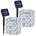 200 LED Solar Fairy String Lights, 2 Pack Christmas Copper Wire Lights