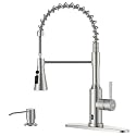 DAYONE Touchless Kitchen Sink Faucet with Pull Down Sprayer and Soap Dispenser, Stainless Steel Motion Sensor Touch Faucet for Kitchen Sink Smart Hands-Free Single Handle, Brushed Nickel