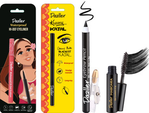 dazller eye essential hi-def eyeliner  kreamy kajal 035g  mascara 41g  eyebrow 645 g
