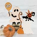 DAZONGE Halloween Decorations Indoor, 2 Pack Cute Wooden Halloween Ghost Witch Decor, Witchy Ghost with Broom & Boo Balloon Centerpieces for Party Mantel Shelf Tabletop