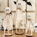DAZONGE Halloween Decor, 3 Set Primitive Halloween Ghosts on Wooden Stand