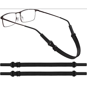dazzliq 2 pcs adjustable eye glass straps with an anti-slip rope eyeglass supporter holder sunglass strap eyewear elastic chain design for men women kids - black