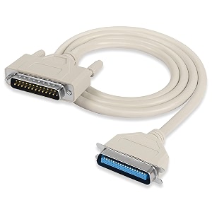 db25 to cn36 parallel printer data cable rs-232 28 awg uni-directional 25 to 36 pin molded male to male mm centronics 25c port for ibm pc dot-matrix laser printer 3 meter984 feet ft-grey