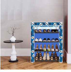 dbeautify 4 shelf foldable collapsible shoerack plastic collapsible shoe stand 21-blue before christmas 4 shelves diydo-it-yourself