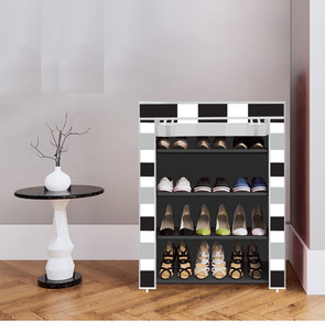 dbeautify plastic collapsible shoe stand 6-black 4 shelves diydo-it-yourself