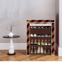dbeautify 4 Shelf Foldable Collapsible ShoeRack Metal, Plastic Shoe Stand (14-Brown Wall Panel, 4 Shelves, DIY(Do-It-Yourself))